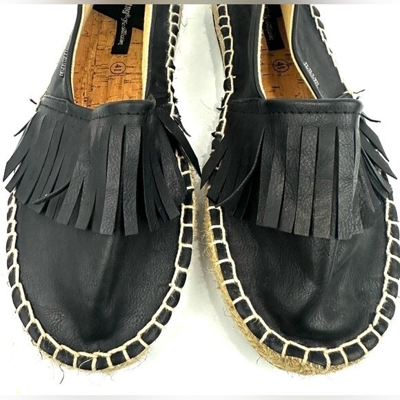 MTNG Black fringe Accent Espadrille Sz 41 (9.5) - Picture 3 of 10